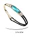 Mondaynoon Deal of the Day Swarovski Element Crystal Jewelry Womens Half Leather Stainless Steel Bracelet, Elegant Lady Cuff Bangle with Rope (Colorful Blue)
