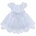 FEESHOW Infant Baby Girls' 3D Rose Flower Organza Party Wedding Christening Baptism Dress White 3-6 Months