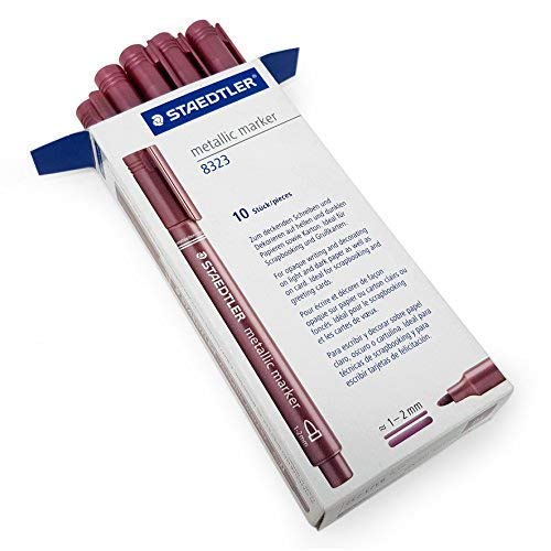 STAEDTLER Metallic Marker Pens - Bullet Shaped Nib 1-2mm - Box of 10 - Red