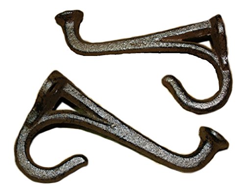WD- Lot of 2 Pcs -Antique Style Rustic Cast Iron Tack Saddle Hook wall mount Hanger for Coat,Tower Hat Hooks, Key Rack home any room Hook Rust brown finish