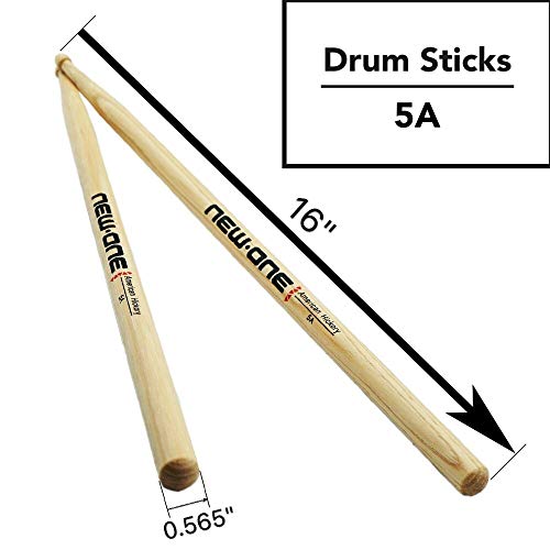 5A Drum Sticks American Hickory Wood Tip Drumsticks for Kids Adults Practicing(1 pair)