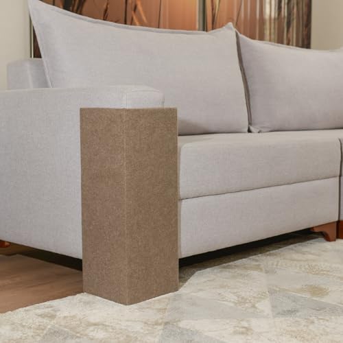 Arranhador Pet Gatos Cama Box e Canto De Sofá Com 2 Peças Montado MDF Premium (Bege)
