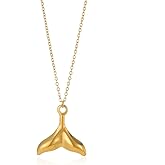 Fish Tail Necklace Pendant Whale Tail Necklace Opal Gold Silver Plated Fish Dolphin Tail Necklace for Women Summer Beach Jewelry Gift 2 Pcs