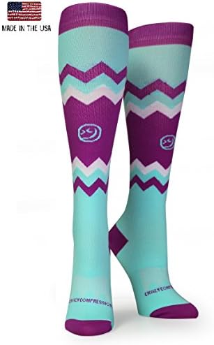 Crazy Compression OTC Chevron Compression Socks (SM (7-10), Mint &amp; Berry)