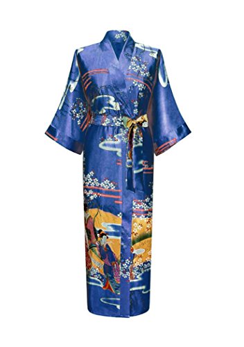 ACVIP Women's Satin Patterned Japanese Kimono Bathrobe Sleepwear 8 Colors