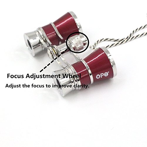 Opera Glasses Compact Binoculars for Theater Horse Racing Classical Lady Gift 3X25 Red with Silver Chain