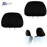 Yupbizauto 2X Cars Trucks & Cover DVD tv Monitors Solid Black Polyester Universal Headrest Covers with Foam Backing- Set of 2