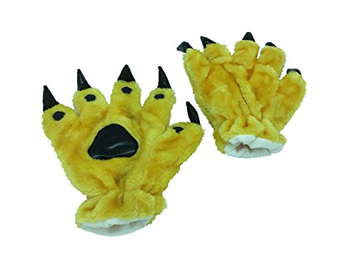 Animal Paw Calw Plush Funny Halloween Costume Hand Gloves Yellow L