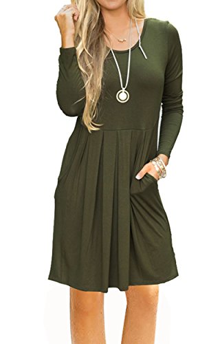 Josifer Womens Casual Long Sleeve Holiday T Shirt Dresses Army | Desertcart  Barbados