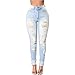 Gemgeny Women Skinny Sexy Hole Jean Distressed Denim Pants Tron Boyfriend Stylish Fit Slim Pencil Trousers