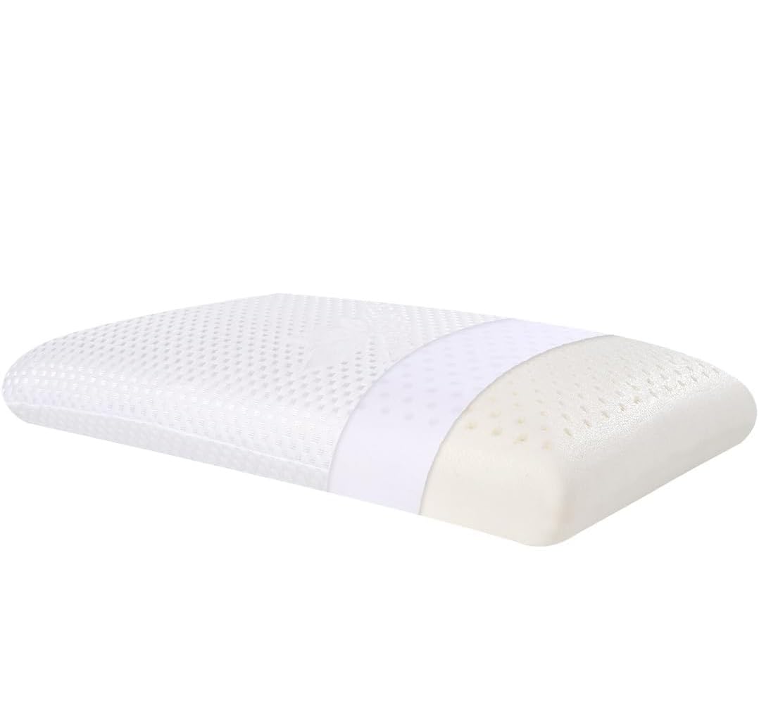 SUQ I OME Slim Sleeper- Thin Latex Foam Pillow for Bed Sleeping, Firm,Low Profile for Side, Back, and Stomach Sleepers,Cube White