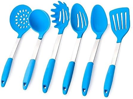 Wolecok Silicone Kitchen Utensil Set Silicone Kitchen Utensil Cooking Tools (6 pcs sets) (Blue)