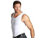 Insta Slim Compression Muscle Tank, White, Large, Shapewear for Men