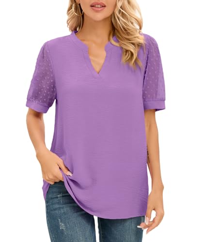 NILOUFO WOMENS SUMMER CASUAL SHIRTS SHORT SLEEVE TOPS...