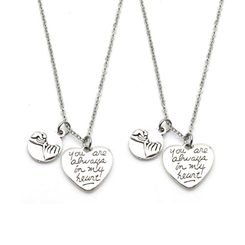2 Pcs Pinky Promise Pinky Swear You Are Always in My Heart Necklace Sisters Necklace BFF Gift(Necklace)