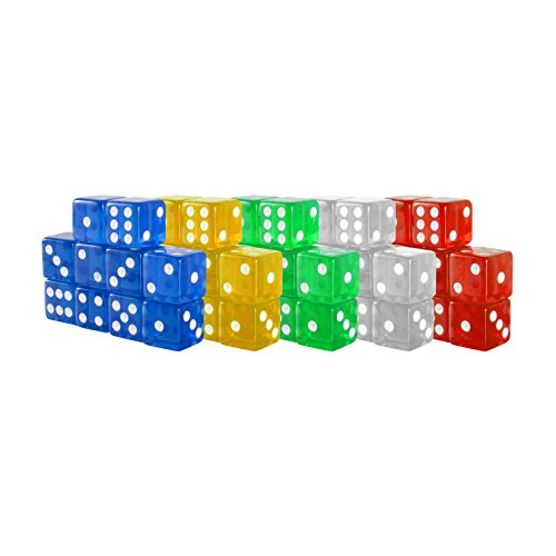 image for Zulo 50 6-Sided Colored Dice Set for Games, Teachers, Math with 5 Diff