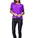 Sarin Mathews Women's Casual Round Neck Loose Fit Short Sleeve T-Shirt Blouse Tops Purple L