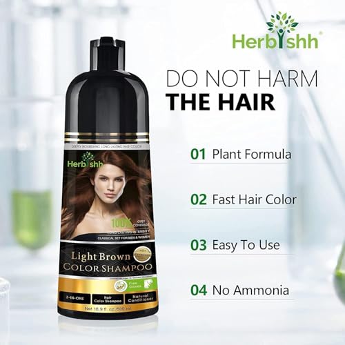 Herbishh Combo Pack-2Pcs Hair Color Shampoo + 1Pc Argan Intense Hair Mask- Dye Shampoo – Colors In Minutes – Long-Lasting Color– 500 Ml (Light Brown)