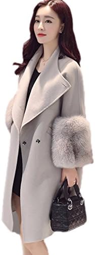 Wildeal Autumn Winter Women Coat Long Sleeve Faux Fur Patchwork Jacket Turndown Collar Solid Color Pockets Lady Casual Outwear