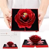 Ywoow 3D Rose Ring Box Wedding Engagement Jewelry Storage Holder Case Bump US Warehouse Sending