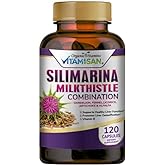 VITAMISAN Milk Thistle silimarina with Dandelion, Fennel. Licorice, Artichoke Alfalfa Detox & Cleansing Formula Support Liver 120 Capsules
