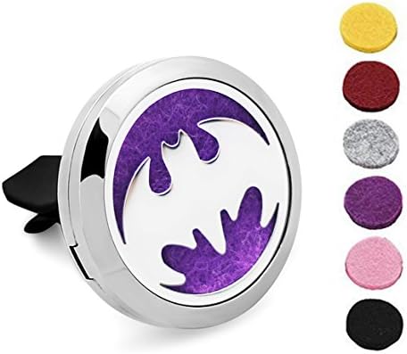 Gergory Car Air Freshener Aromatherapy Essential Oil Diffuser Stainless Steel Locket,6PCS Refill Pads (Style 1)