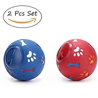 MCdreamUSA Pet Food Ball, Dog Treat Toy Ball, Dog Rubber Food Ball, Interactive Dog Toy, Dispensing Ball for Dogs & Cats, Best Alternative to Bowl Feeding (11cm 2Pcs)