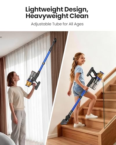 Cordless Vacuum Cleaner, 650W/55Kpa Vacuum Cleaners for Home, 70Mins Stick Vacuum with Self-Standing,Anti-Tangle,Wall Mount Charging,Lightweight Wireless Vacuum for Hardwood Floors Carpet Pet Hair Car