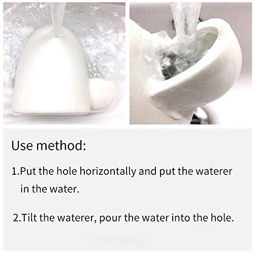 Wpmlady Drinking Water Feeder Ceramics Slient Bottle Waterer Automatic Small Pets for Bird Guinea Pig Hamster Hedgehog Chinchilla Ferret, White, 8Oz - Thumbnail 3