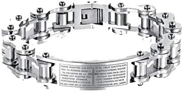Heavy Men's Bible Cross Bike Chain Bracelet Gold Tone Stainless Steel Motorcycle Bicycle Bracelet Male Jewelry