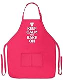 ThisWear Keep Calm and Bake On Funny Apron for Kitchen Baker Baking Two Pocket Apron for Women and Men Heliconia