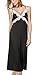 Ekouaer Long Nightgowns Womens Sleeveless Sleedress Sexy Satin Sleepwear Cami Lace Slip Dress S-XXL Black
