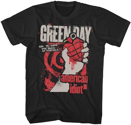 Green Day Men's American Idiot Hysteria T-Shirt Black Small