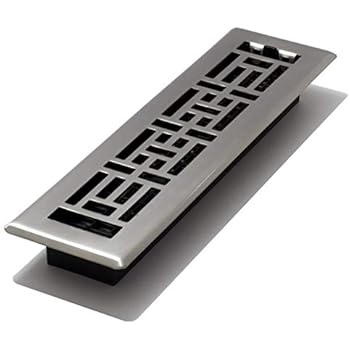 Decor Grates AJH212-NKL 2-Inch by 12-Inch Oriental Floor Register, Brushed Nickel