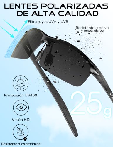 ATTCL Lentes de Sol para Hombres Gafas de Sol Deportivas Polarizadas con Protección UV