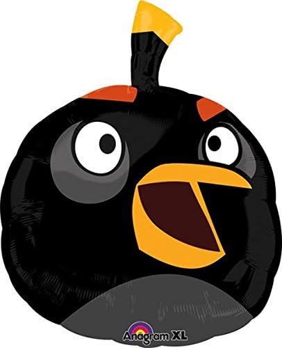 LoonBallon 19 Inch Black Angry Bird Balloon, Medium Shape, 5 Pieces
