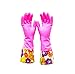 Cute Cleaning Gloves Kitchen Gloves VANORIG Thickening Waterproof Dish Washing Gloves Household Gloves with Lining,1 Pair (Flowers-02)