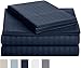 Amazon Basics Deluxe Microfiber Striped Sheet Set, Navy Blue, 3 pieces, Twin