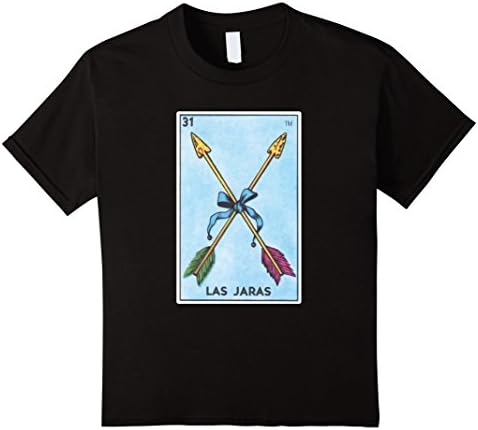 unisex-child Las Jaras Card T-Shirt Arrows Loteria Tarot 12 Black