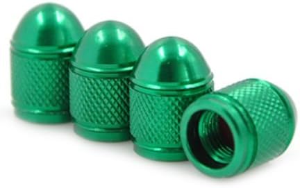 Bullet Style Alloy Car Wheel Tire Tyre Valve Dust Caps Covers Tire Set of 4 (Green)