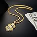 NYUK Gold Chain for Men with Dollar Sign Pendant Necklace (Style B 30'' length)