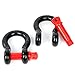 8MILELAKE 3/4inches (2 Pack) D-Ring Shackle, 4 3/4 tons WLL (9,500 Lbs), Heavy Duty Galvanized D Ring for Jeep Vehicle Recovery (Black & Red)