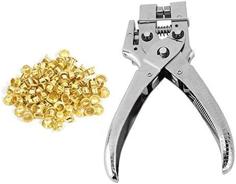 Trimming Shop Steel Eyelet Plier Heavy Duty Rivet Setting Tool with 100pcs 4mm Iron Eyelets for Tarpaulins Clothing
