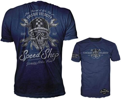 Lethal Threat Vintage Velocity Speed Shop T-Shirt (LARGE) (BLUE)