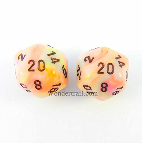 Circus Festive D20 Dice with Black Numbers Aprox 16mm 2pc Dice Wondertrail WCXPF2062E2