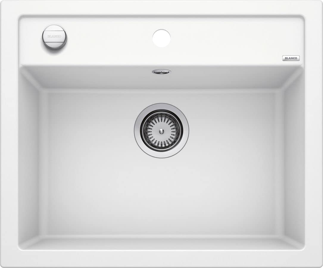 BLANCO DALAGO 6 | SILGRANIT Sink in White | Installation Type: Inset Installation from Above | for 60 cm Wide Base cabinets | Spacious Bowl Volume | Easy to Clean | [61.5x51x20.2 cm]