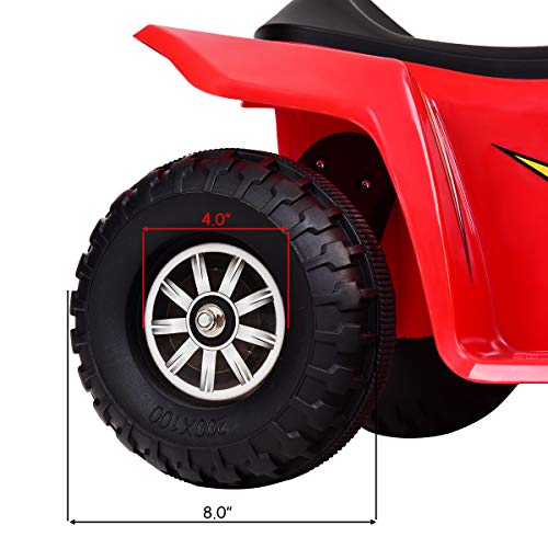 Costzon Kids Ride On Quad, 6V Battery Power Electric Car Vehicle, 4 Wheel Power Bicycle for Toddlers with Light (Red)