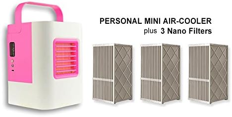 Worldibuy IDI AC-01S (2nd Edition) Personal Mini Air-Cooler, USB Electric Desktop Portable Air Purifier - with 3 Extra Nano Filters (Pink)
