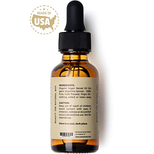 Eve Hansen USDA Certified Organic Argan Oil (1oz) | Pure Moroccan Argan Oil for Hair, Skin and Nails | Carrier Oil, Face Moisturizer, Body Oil, Dry Scalp Treatment and Hair Oil for Dry Hair and Damage - Thumbnail 6