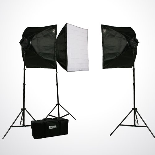 ePhoto Pro Studio Video 4500W Digital Photography Studio 3 Softbox Lighting Kit Light Set and Carrying Case H9060S3